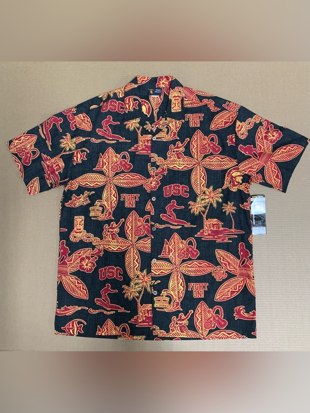 USC Trojans  Black Luau "Surfing and Dancing"  Themed Polo, MSRP $89, 2XL - NEW